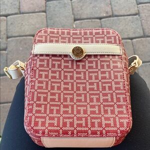 Tommy Hilfiger Red and White Crossbody Bag